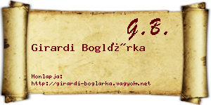 Girardi Boglárka névjegykártya